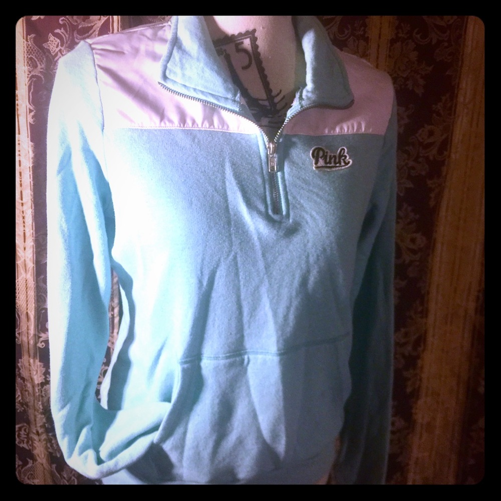PINK zip small teal and white Victoria Secret